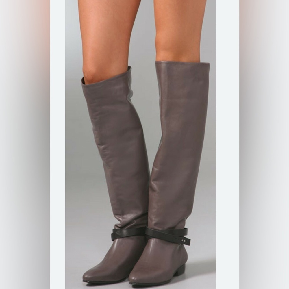 Pour La Victoire Gray Over the Knee Pull Up Boots, Like New